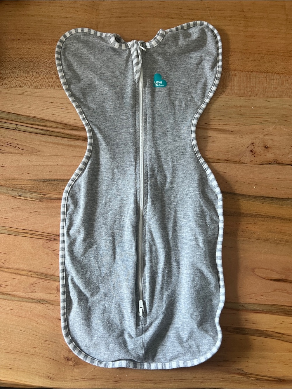 NWOT Love to dream Grey Swaddle Sleep Sack with Striped Trim